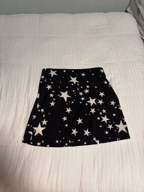 SHEIN Black and White Star-Print A-Line Skirt